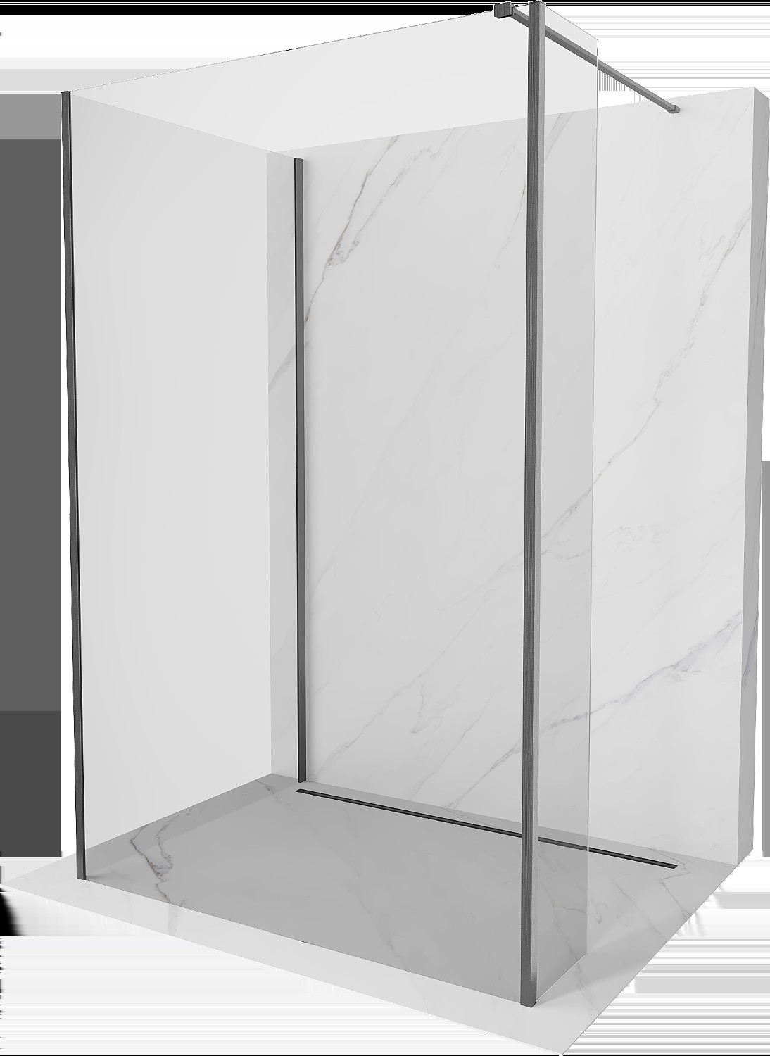 Mexen Kioto sprchová stena Walk-in 120 x 90 x 30 cm, transparentná, gun gray brúsená - 800-120-090-221-66-00-030