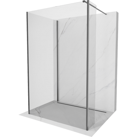 Mexen Kioto sprchová stena Walk-in 130 x 90 x 30 cm, transparentná, gun gray brúsený - 800-130-090-221-66-00-030