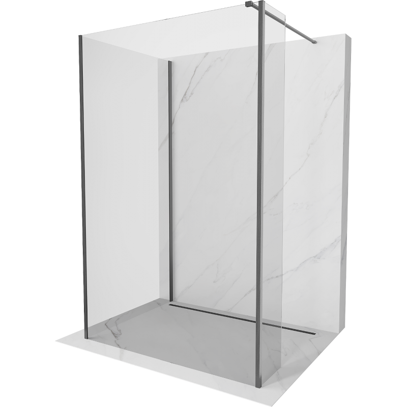 Mexen Kioto sprchový panel Walk-in 110 x 95 x 30 cm, transparentný, gun gray brúsený - 800-110-095-221-66-00-030