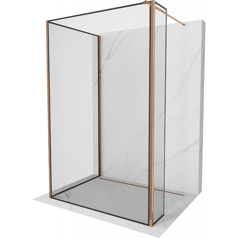 Mexen Kioto sprchová stena Walk-in 140 x 110 x 30 cm, čierny vzor, ružové zlato - 800-140-110-221-60-70-030