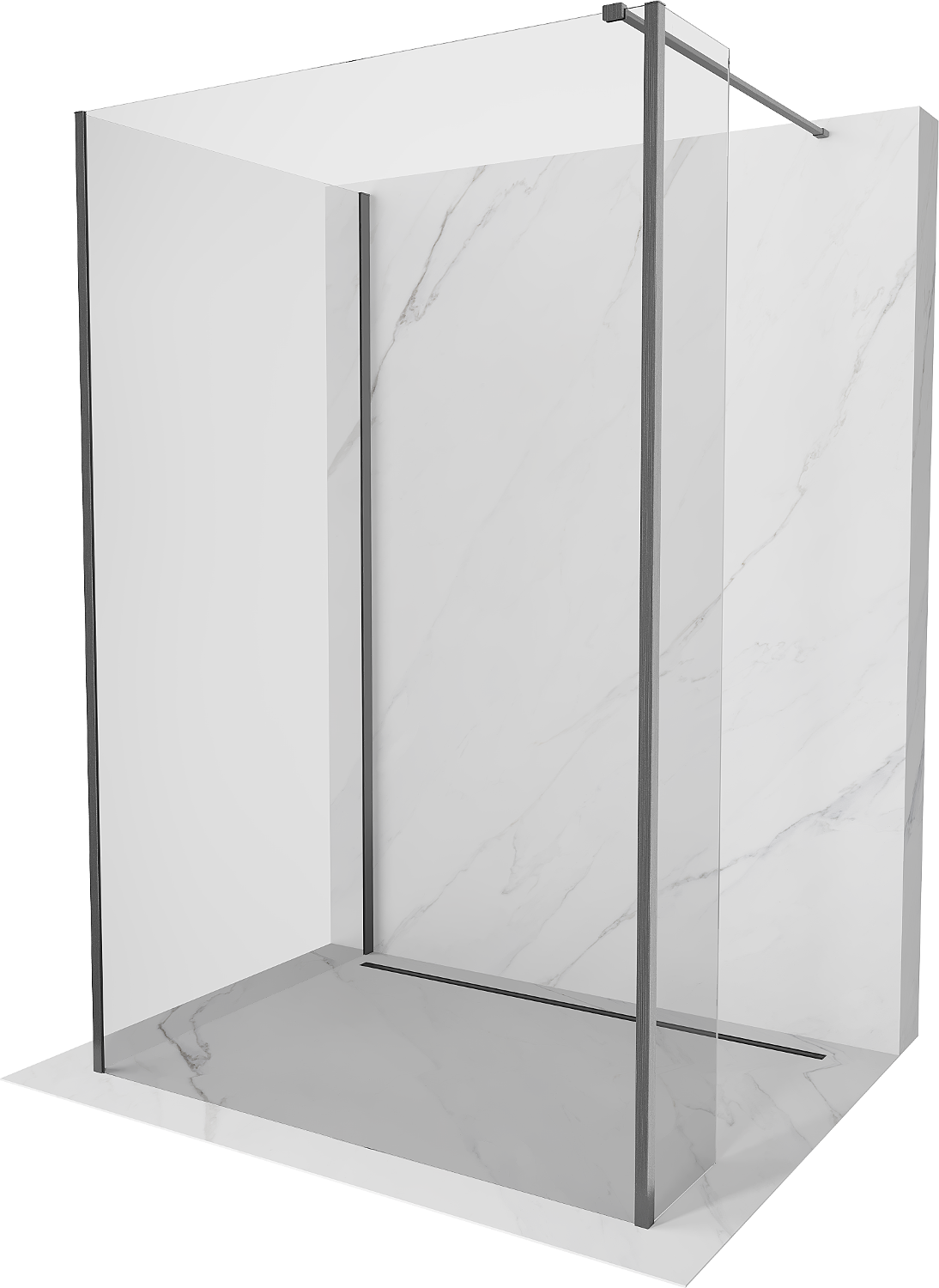 Mexen Kioto sprchová stena Walk-in 120 x 110 x 40 cm, transparentná, gun gray brúsená - 800-120-110-221-66-00-040