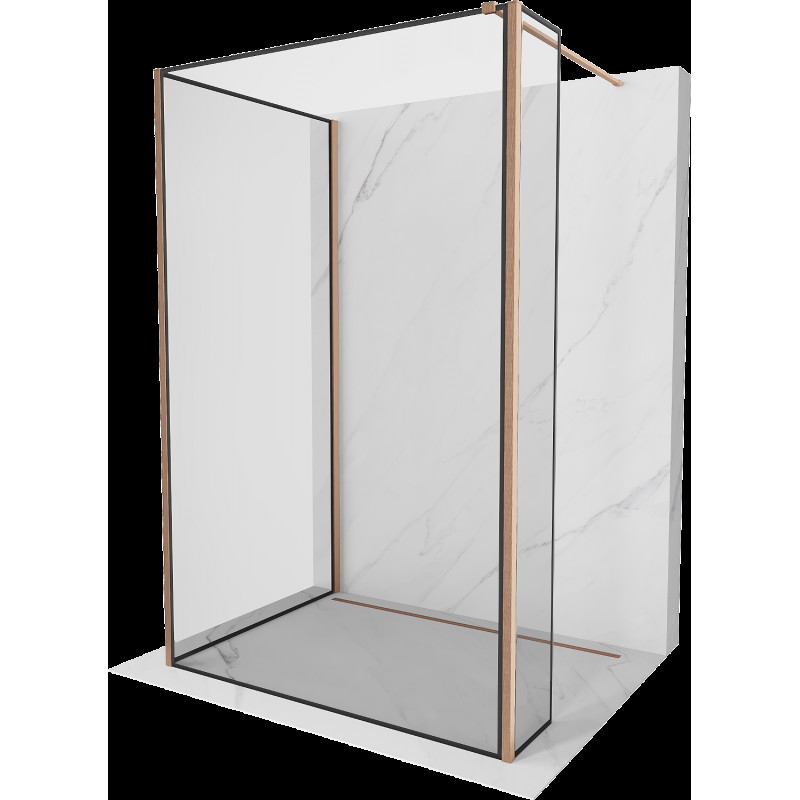 Mexen Kioto sprchová zástena Walk-in 140 x 110 x 30 cm, čierny vzor, brúsená meď - 800-140-110-221-65-70-030