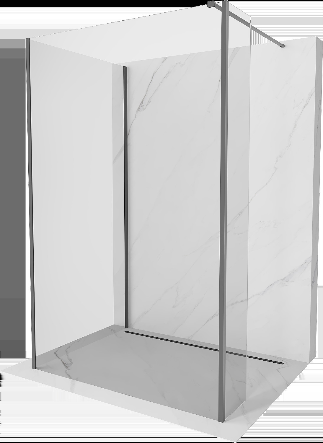 Mexen Kioto sprchová stena Walk-in 100 x 85 x 30 cm, transparentná, gun metal - 800-100-085-221-95-00-030