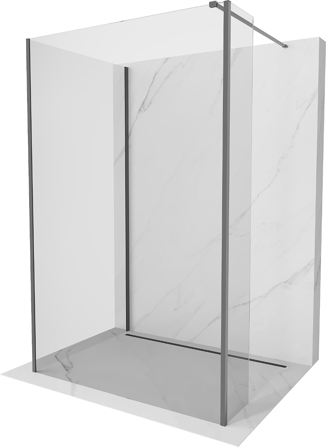 Mexen Kioto sprchová stena Walk-in 135 x 70 x 40 cm, transparentná, gun metal - 800-135-070-221-95-00-040