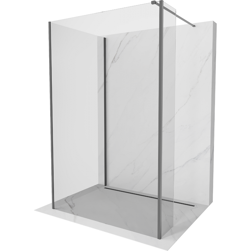 Mexen Kioto sprchová stena Walk-in 140 x 85 x 40 cm, transparentná, gun metal - 800-140-085-221-95-00-040