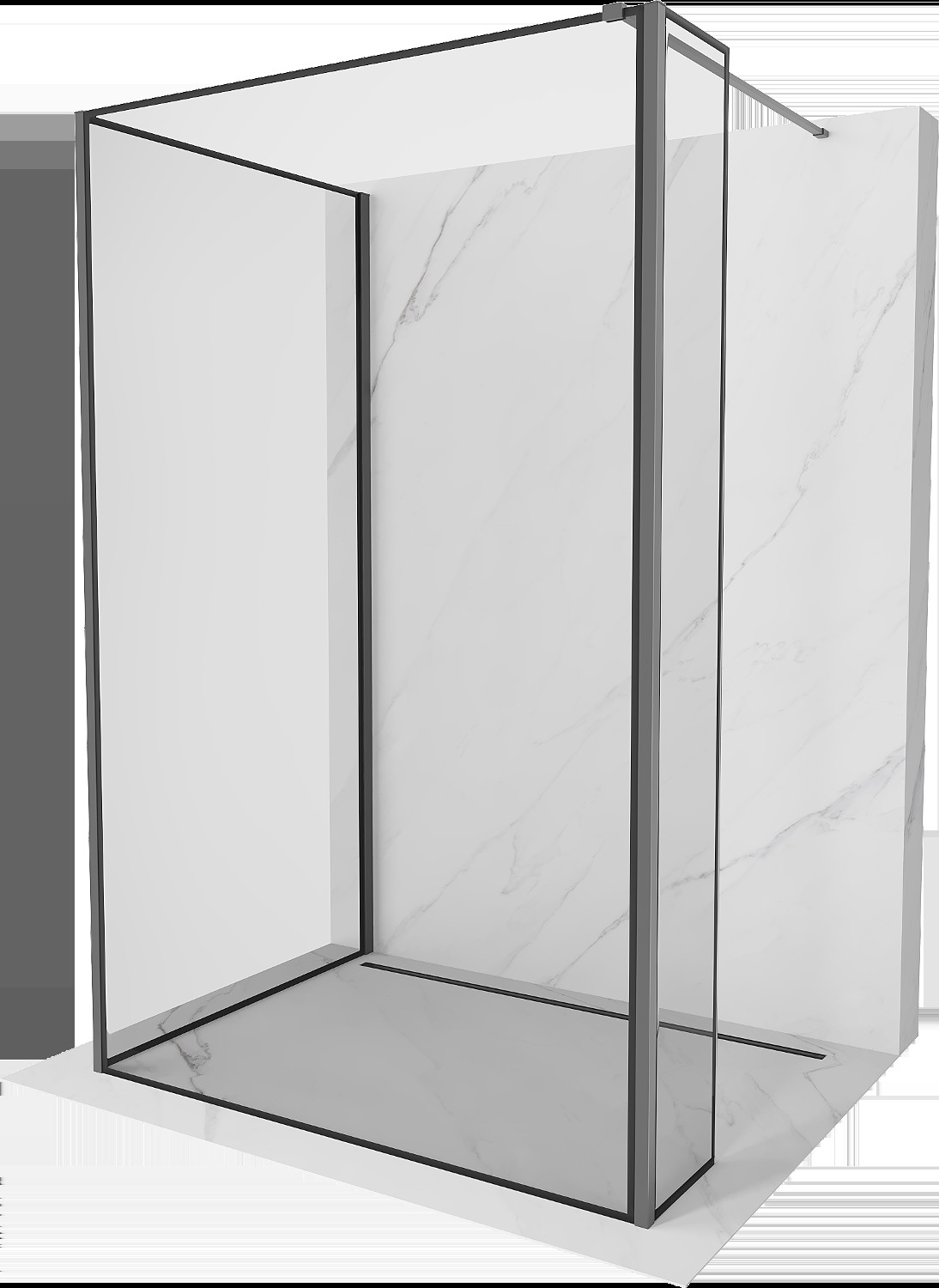 Mexen Kioto sprchová stena Walk-in 90 x 70 x 30 cm, čierny vzor, gun metal - 800-090-070-221-95-70-030