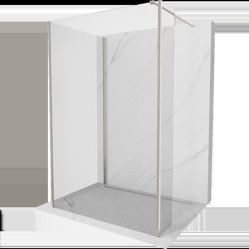 Mexen Kioto sprchová stena Walk-in 120 x 70 x 30 cm, transparentná, brúsený nikel - 800-120-070-221-97-00-030