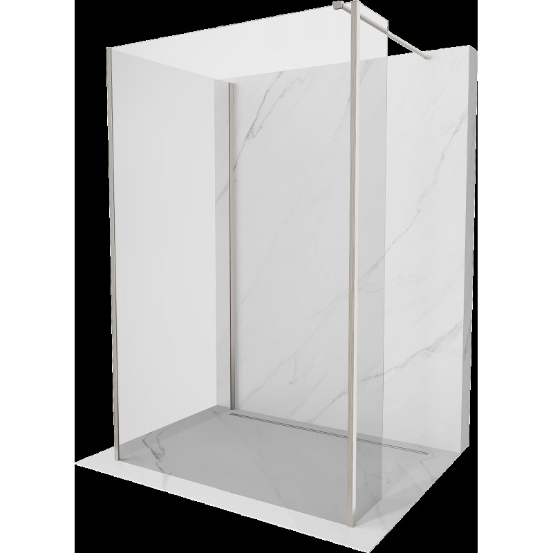 Mexen Kioto sprchová stěna Walk-in 125 x 70 x 30 cm, transparentní, kartáčovaný nikl - 800-125-070-221-97-00-030