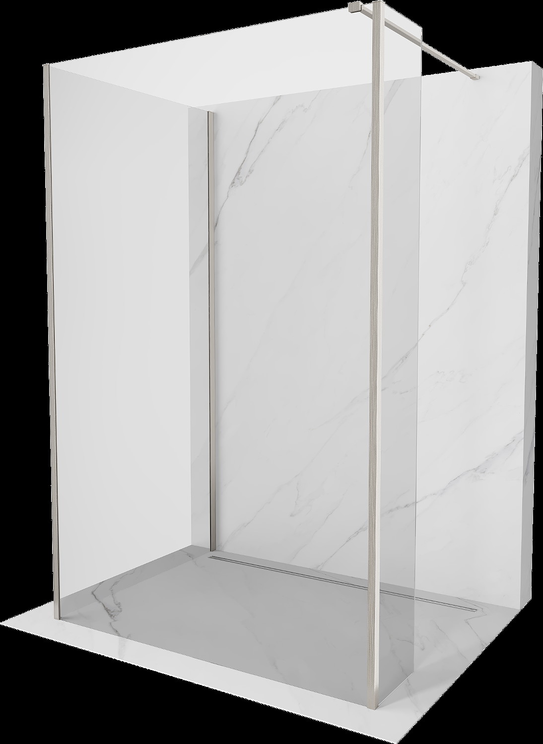 Mexen Kioto sprchová stěna Walk-in 125 x 70 x 30 cm, transparentní, kartáčovaný nikl - 800-125-070-221-97-00-030