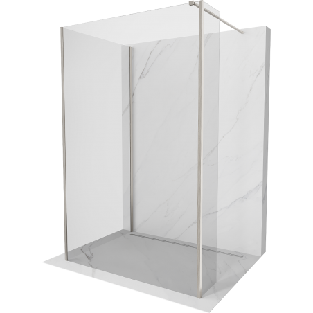 Mexen Kioto sprchová stena Walk-in 130 x 70 x 30 cm, transparentná, brúsený nikl - 800-130-070-221-97-00-030