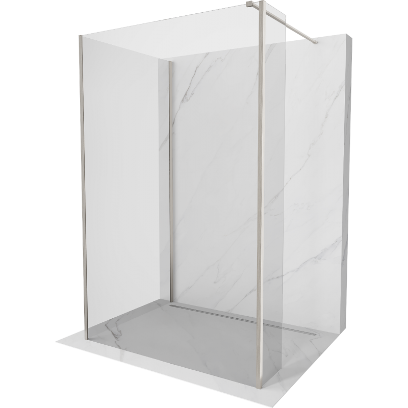 Mexen Kioto sprchová stena Walk-in 140 x 70 x 30 cm, transparentná, brúsený nikel - 800-140-070-221-97-00-030