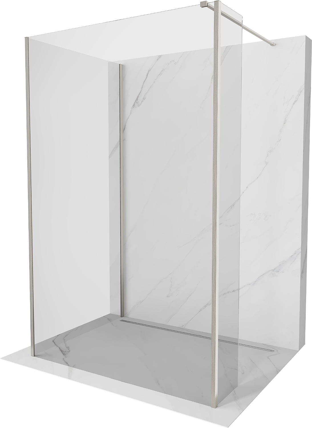 Mexen Kioto sprchová zástena Walk-in 100 x 80 x 30 cm, transparentná, brúsený nikl - 800-100-080-221-97-00-030