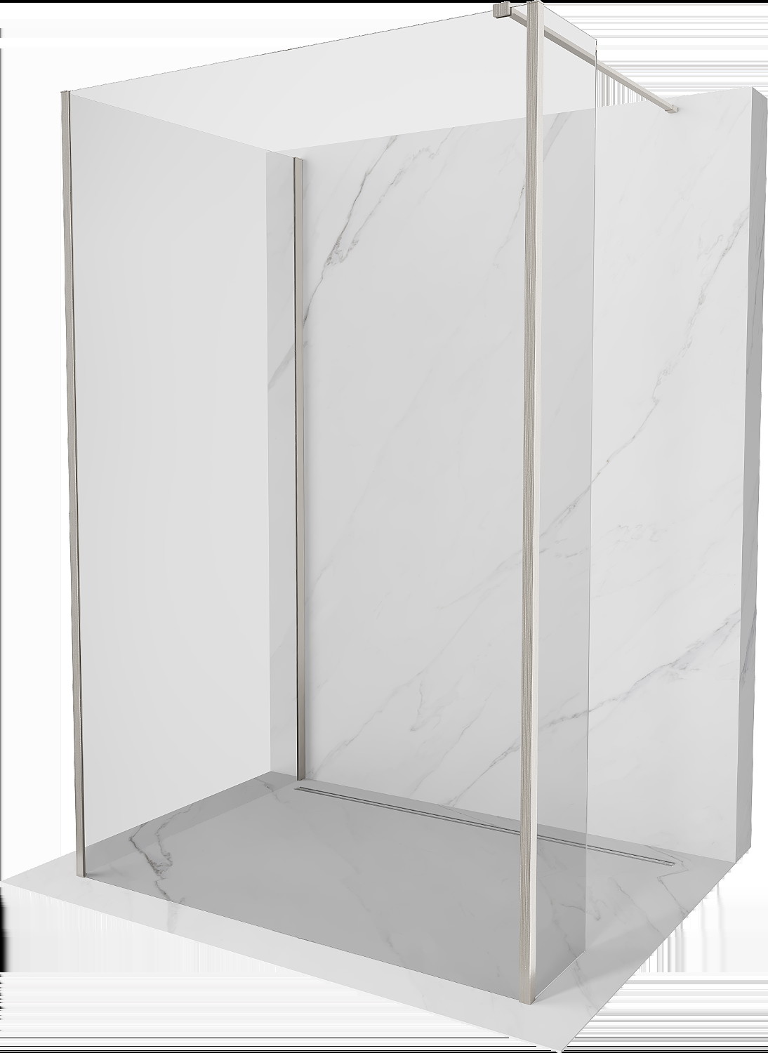 Mexen Kioto sprchová stena Walk-in 140 x 90 x 30 cm, transparentná, brúsený nikel - 800-140-090-221-97-00-030