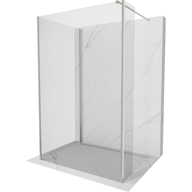 Mexen Kioto sprchová stěna Walk-in 90 x 75 x 40 cm, transparentná, brúsený nikel - 800-090-075-221-97-00-040