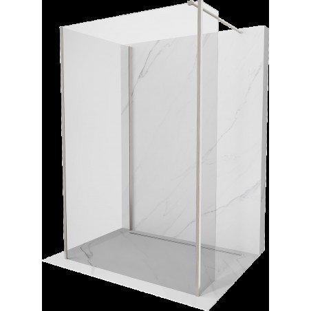 Mexen Kioto sprchová zástena Walk-in 95 x 90 x 40 cm, priehľadná, brúsený nikel - 800-095-090-221-97-00-040