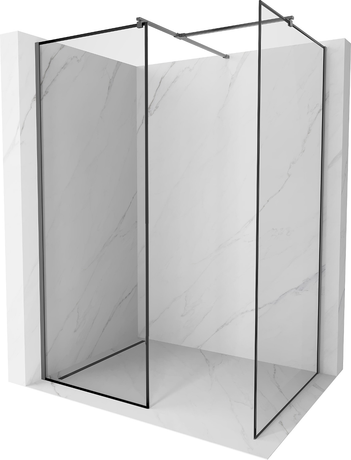 Mexen Kioto sprchová stena Walk-in 120 x 80 cm, čierny vzor, gun metal - 800-120-202-95-70-080