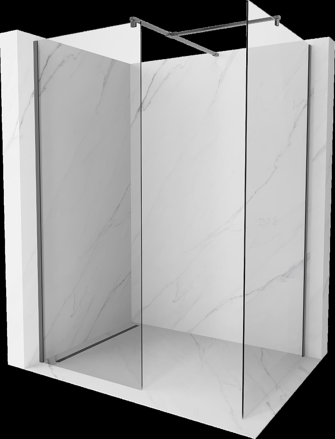 Mexen Kioto sprchová zástena Walk-in 180 x 75 cm, transparentná, gun metal - 800-180-202-95-00-075