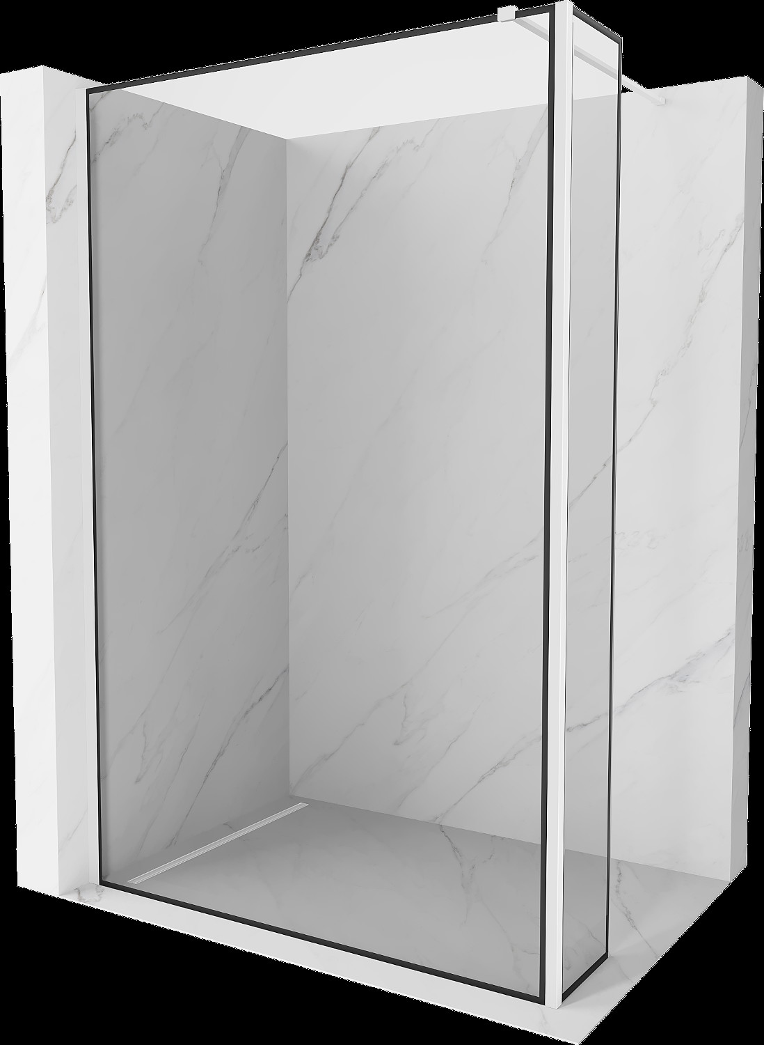 Mexen Kioto sprchová zástena Walk-in 90 x 30 cm, čierny vzor, biela - 800-090-212-20-70-030