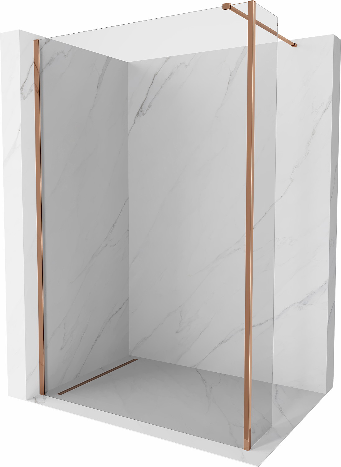 Mexen Kioto sprchová zástena Walk-in 100 x 40 cm, transparentná, ružové zlato - 800-100-212-60-00-040