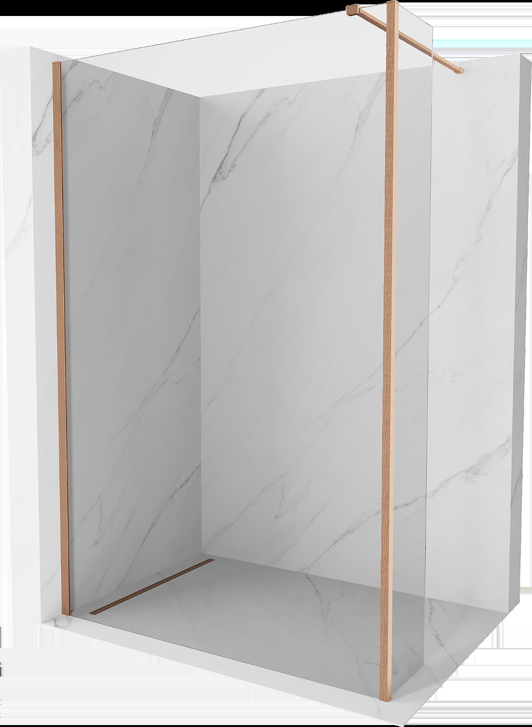 Mexen Kioto sprchová stena Walk-in 120 x 40 cm, transparentná, brúsená meď - 800-120-212-65-00-040