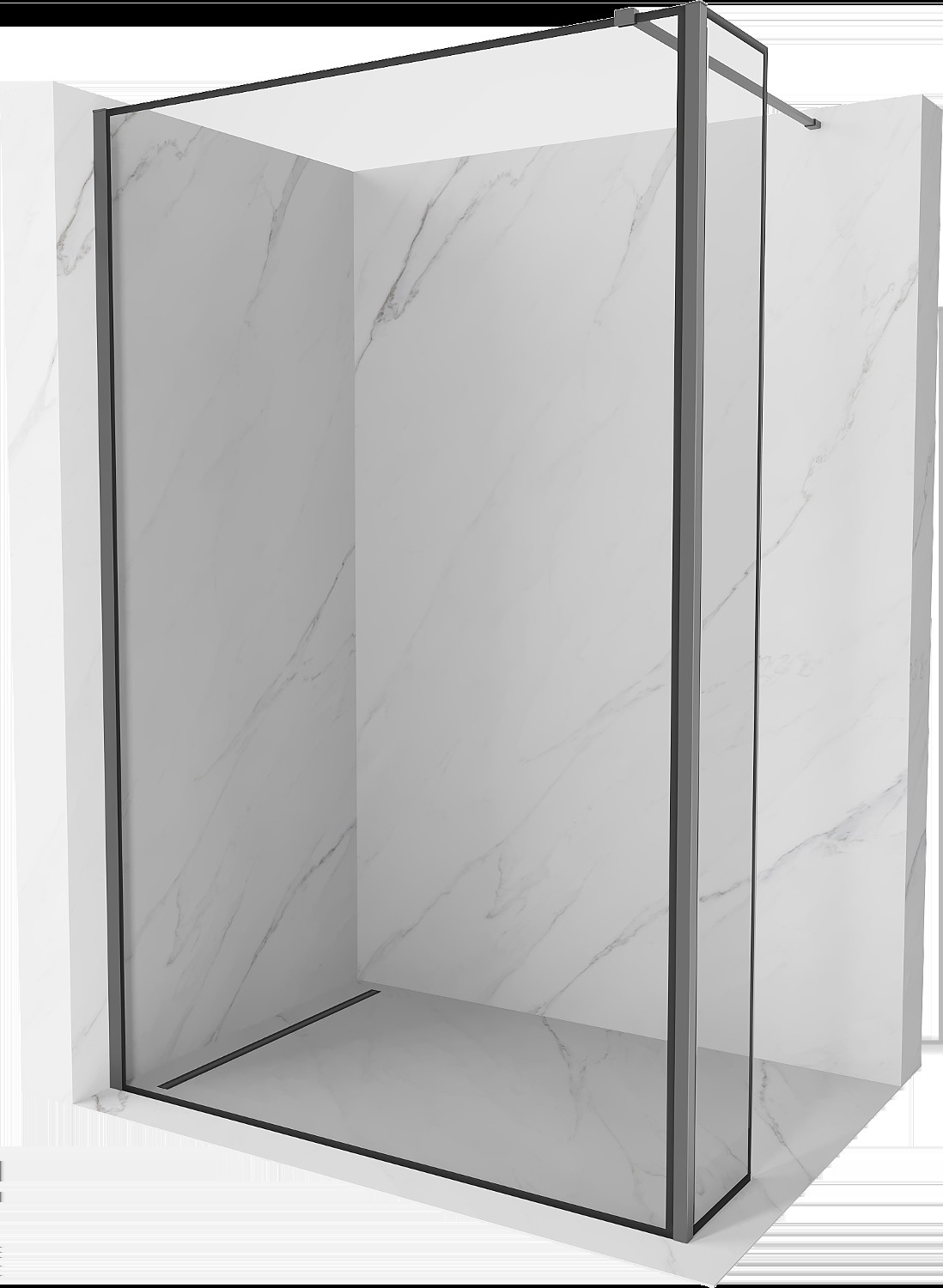 Mexen Kioto sprchová stena Walk-in 130 x 30 cm, čierny vzor, gun metal - 800-130-212-95-70-030