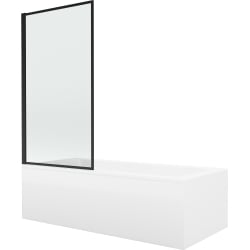 Mexen Cubik obdĺžniková vaňa 160 x 70 cm s obkladom a 1-krídlovou sprchovou zástenou 70 cm, čierny vzor - 550316070X9307017070