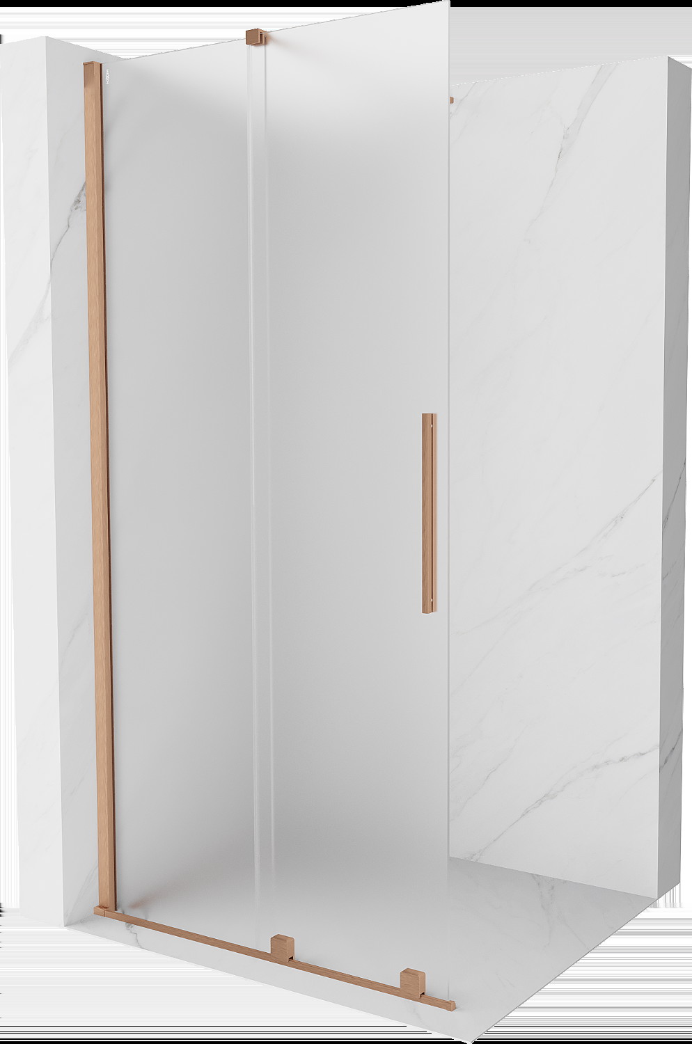 Mexen Velar sprchová zástena posuvná Walk-in 80 x 200 cm, mliečne sklo 8 mm, kartáčovaná mosadz - 871-080-000-33-65