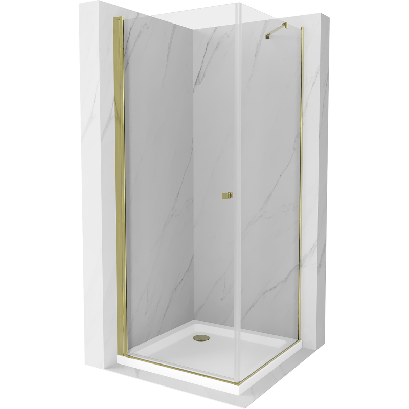 Mexen Pretoria sprchová kabína, kyvné dvere 80 x 80 cm, transparentnéné, zlatá + závesný bidet Flat - 852-080-080-50-00-4010