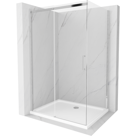 Mexen Omega sprchová kabína, posuvné dvere 100 x 70 cm, transparentnéné, chrómová + závesný bidet Flat - 825-100-070-01-00-4010