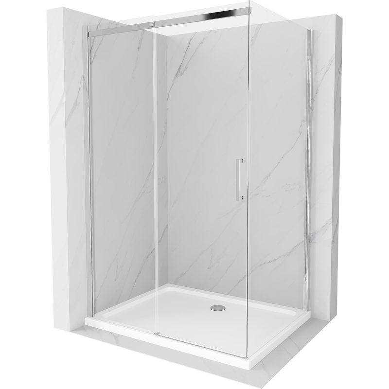 Mexen Omega sprchová kabína, posuvné dvere 110 x 80 cm, transparentnéné, chrómová + závesný bidet Flat - 825-110-080-01-00-4010