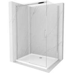 Mexen Omega sprchová kabína, posuvné dvere 120 x 70 cm, transparentnéné, chrómová + závesný bidet Flat - 825-120-070-01-00-4010