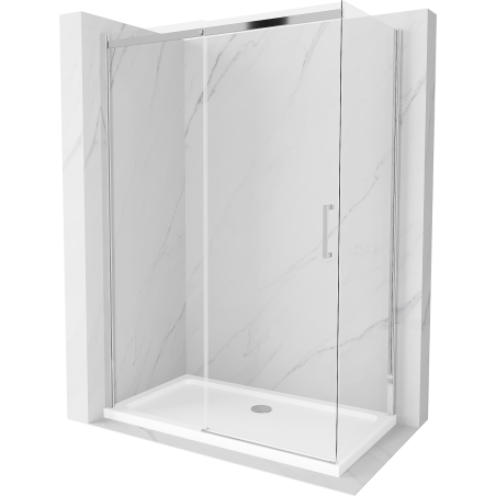 Mexen Omega sprchová kabína, posuvné dvere 140 x 70 cm, transparentnéné, chrómová + závesný bidet Flat - 825-140-070-01-00-4010