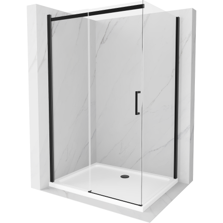 Mexen Omega sprchová kabína, posuvné dvere 130 x 100 cm, transparentnéné, čierna + závesný bidet Flat, biela