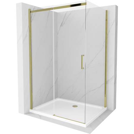 Mexen Omega sprchová kabína, posuvné dvere 100 x 70 cm, transparentnéné, zlatá + závesný bidet Flat - 825-100-070-50-00-4010