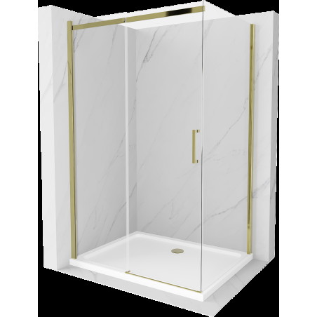 Mexen Omega sprchová kabína, posuvné dvere 110 x 100 cm, transparentnéné, zlatá + závesný bidet Flat - 825-110-100-50-00-4010