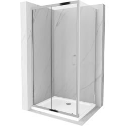 Mexen Apia sprchová kabína, posuvné dvere 100 x 80 cm, transparentnéné, chrómová + závesný bidet Flat - 840-100-080-01-00-4010