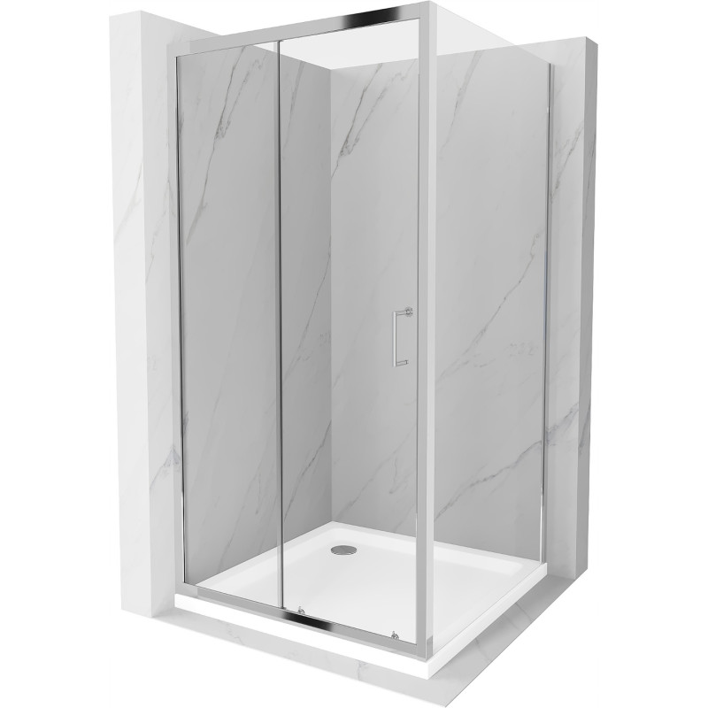 Mexen Apia sprchová kabína, posuvné dvere 100 x 100 cm, transparentnéné, chrómová + závesný bidet Flat - 840-100-100-01-00-4010