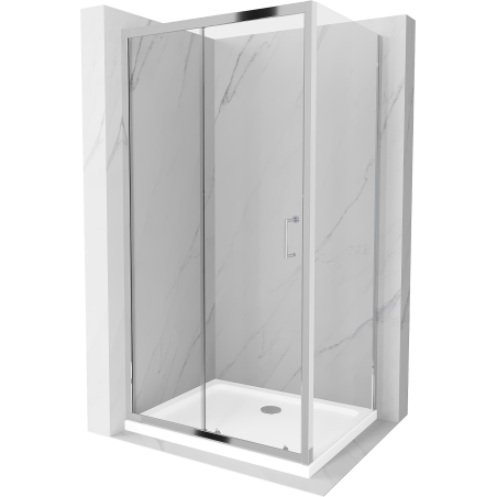 Mexen Apia sprchová kabína, posuvné dvere 130 x 80 cm, transparentnéné, chrómová + závesný bidet Flat - 840-130-080-01-00-4010