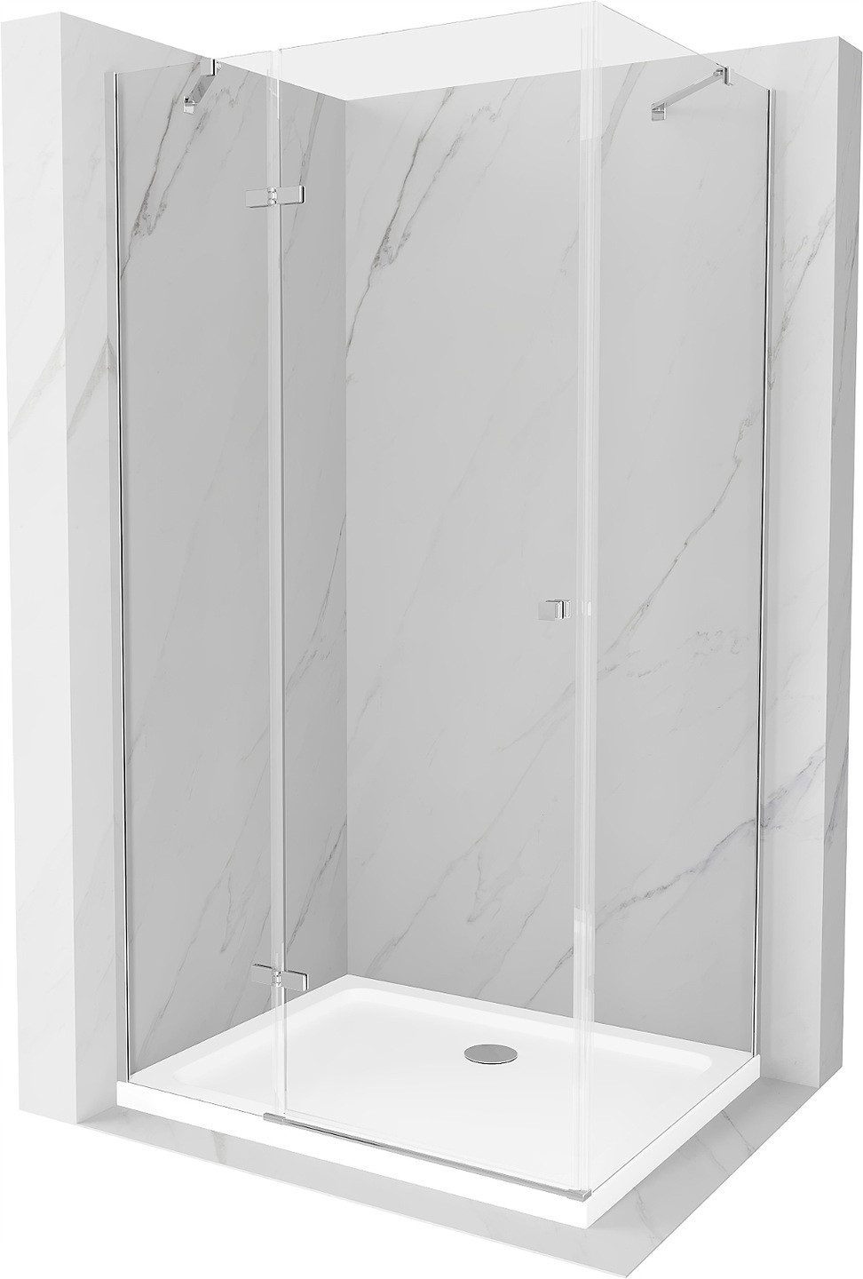 Mexen Roma sprchová kabína, kyvné dvere 70 x 80 cm, transparentnéné, chrómová + závesný bidet Flat - 854-070-080-01-00-4010