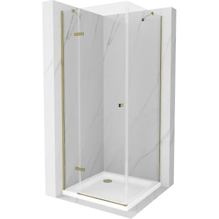 Mexen Roma sprchová kabína, kyvné dvere 70 x 70 cm, transparentnéné, zlatá + závesný bidet Flat - 854-070-070-50-00-4010