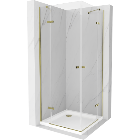 Mexen Roma Duo sprchová kabína, kyvné dvere 80 x 80 cm, transparentnéné, zlatá + závesný bidet Flat - 854-080-080-50-02-4010G