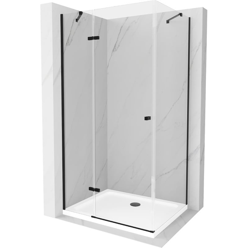 Mexen Roma sprchová kabína, kyvné dvere 80 x 90 cm, transparentnéné, čierna + závesný bidet Flat, biela- 854-080-090-70-00-4010B