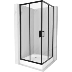 Mexen Rio štvorcová sprchová kabína 90 x 90 cm, transparentnéné, čierna + závesný bidet Rio, biela- 860-090-090-70-00-4510