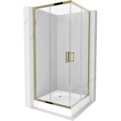 Mexen Rio štvorcová sprchová kabína 90 x 90 cm, transparentnéné, zlatá + závesný bidet Rio, biela- 860-090-090-50-00-4510