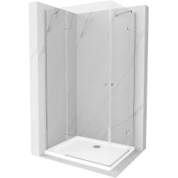 Mexen Roma Duo sprchová kabína, kyvné dvere 90 x 80 cm, transparentnéné, chrómová + závesný bidet Flat - 854-090-080-01-02-4010