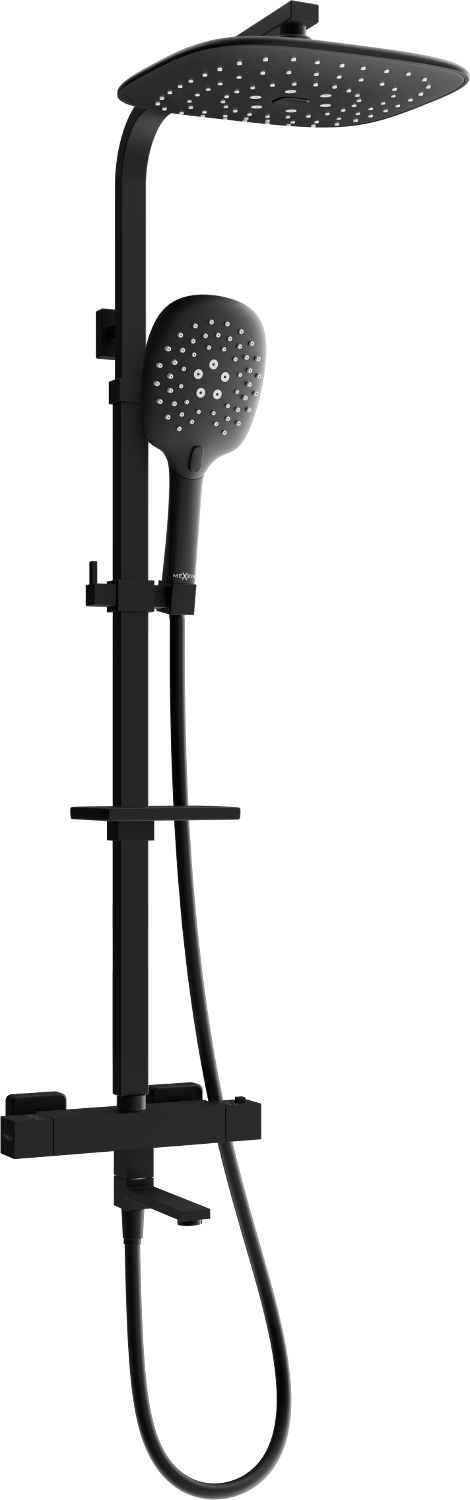 Mexen CQ22 vaňovo-sprchová súprava s dažďovými tryskami a termostatickou batériou, čierna - 779102295-70